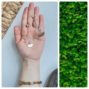 2/$30🌵 Glass Bubble Dangle Clear Earrings Gold Half Moon Bohemian Jewelry NEW